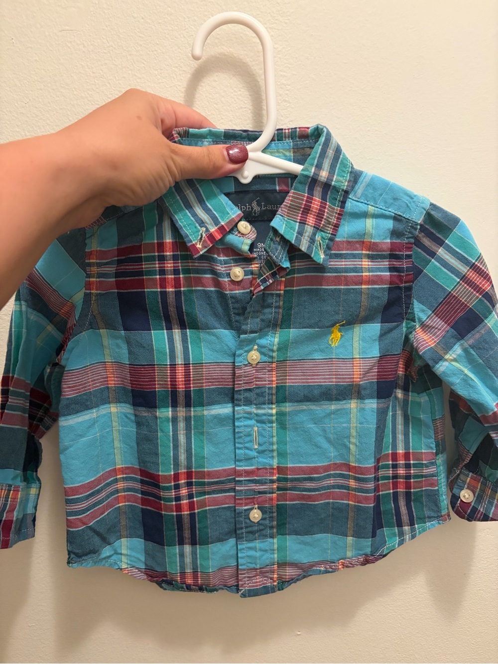 Baby Ralph Lauren Plaid Button-Down Shirt in Teal Multi 9M